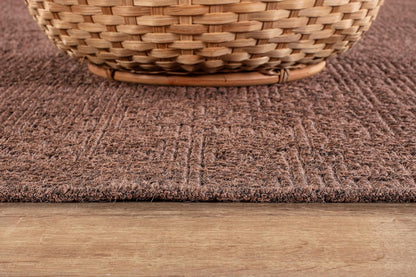 CAMILSON Indoor and Outdoor Runner Rug Brown Solid Boho Woven Design Easy-Cleaning Non Shedding Fiber Living Room Bedroom Garden Patio and Kitchen Washable Outside Carpet Alfombras (2x7)