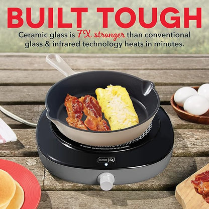Dash Pyroceram Glass Burner - Designed for Multi-Function Cooking - Lightweight Device with Durable Pyroceram Glass - Quick Infrared Heating System & Five-Temperature Settings - Aqua