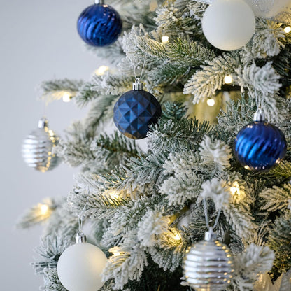 Valery Madelyn Christmas Ornaments Tree Decorations Set for Fall Halloween, 24ct Navy Blue Silver Shatterproof Ball Ornaments, 2.36" Hanging Ornament Bulk for Xmas Holiday Party Decor