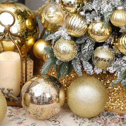 XmasExp Large Christmas Ball Ornaments,1pcs Gold Giant Shatterproof Plastic Hanging Mercury Xmas Ball Decorations Christmas Tree Ornaments (Gold, 8")
