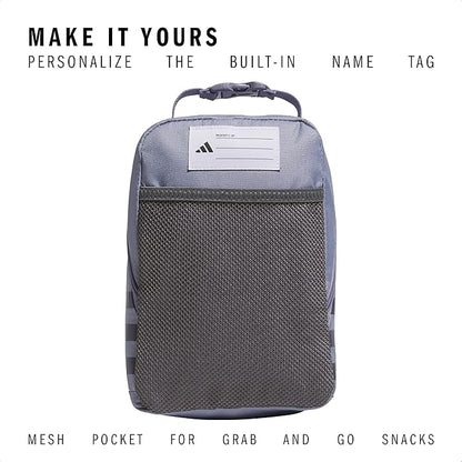 adidas Santiago Lunch Bag Cooler for Women and Men, Insulated Food Container Box with Mesh Pocket, Silver Violet Purple/Preloved Violet/3.0, One Size
