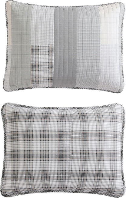 Eddie Bauer - Twin Quilt Set, Cotton Reversible Bedding with Matching Sham, Home Decor for All Seasons (Fairview Grey, Twin)