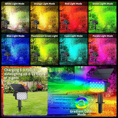 WELALO Solar Color Changing Spot Lights Outdoor, Waterproof Solar Christmas Lights with 9 Modes, Multicolor RGB Landscape Spotlights for Garden Yard Driveway Lawn Patio Pathway Decorations, 2 Pack