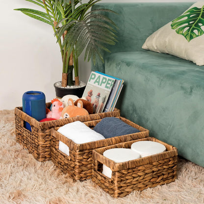 CENBOSS Wicker Baskets (Large, Brown Wash, 1PC) Rattan Storage Baskets for Shelves, Woven Seagrass Holder