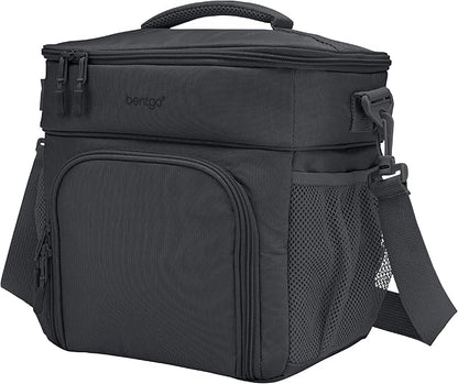 Bentgo Prep Deluxe Insulated Multimeal Bag - Lunch Box Bag, Holds 5 Meals, Premium Insulation up to 8 Hrs, Durable, Water-Resistant - Large Capacity For Adult Meal Prep (Dark Gray)