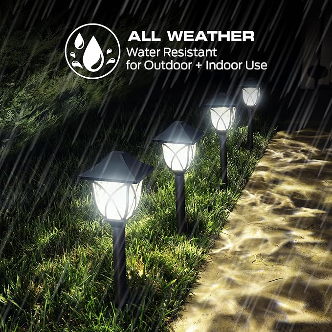 Monster Smart RGB+IC+WW Pathway Lights with 4 Dimmable LED Lights - Sound Reactive Garden Light, Weatherproof IP44 Outdoor Lighting - Compatible with Alexa, Google Assistant, Siri, Monster App