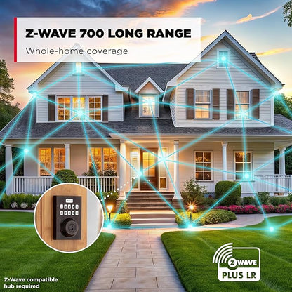 Kwikset HomeConnect 620 Z-Wave Long Range Enabled Keypad Smart Lock Convenient Keyless Entry, Customizable User Codes, Ring Alarm Compatible, Hub Required, Sold Separately Venetian Bronze Contemporary