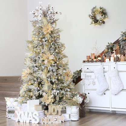 Sea Team Multi-Size Shatterproof Clear Plastic Christmas Tree Ball Ornaments Set, Decorative Hanging Transparent Xmas Baubles with Stuffed Delicate Decorations (48 Counts, Gold)