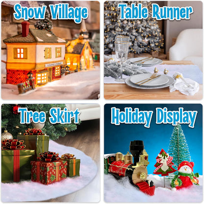 stargo 4 Pack Fake Snow Blanket Roll for Christmas Village Displays, Christmas Tree Deocration - Thick White Soft Fluffy Faux Snow Backdrop Artificial Snow Blanket Cover (Each Roll 2.6 x 7.8ft)
