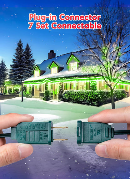 Minetom C9 Christmas String Lights, 100 Ft Green Outdoor Christmas Lights With 100 Strawberry LED Bulbs, Connectable UL Certified for Outdoor Indoor Roofline Holiday Backyard Xmas Decor