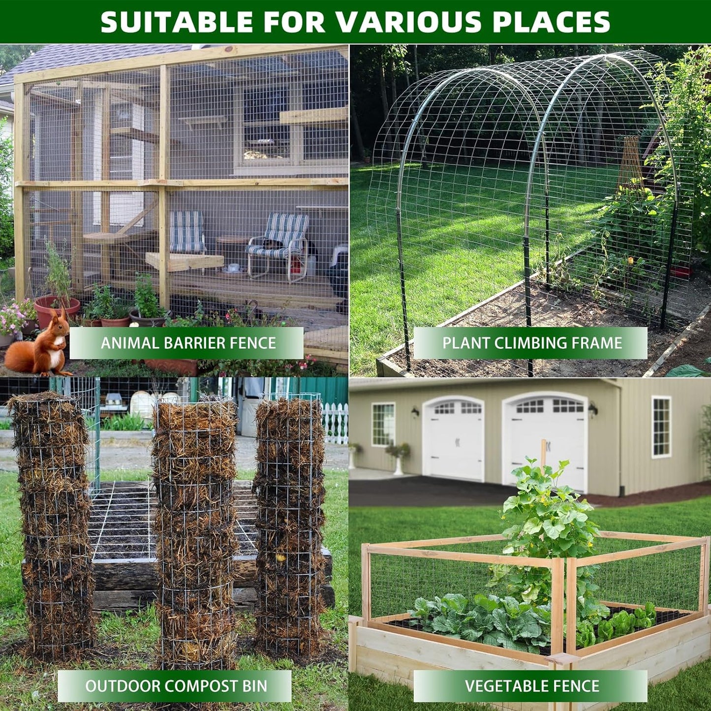 Welded Wire Fence, 25ft(L) x 36inch(H) Garden Fence for Dog, 2 Inch x 3 Inch 16GA Fencing for Chicken, PVC Coated Anti-Rust Roll Metal Wire Mesh Fence for Yard Vegetable, Black