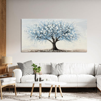 Canvas Wall Art Decor Wall Art Pictures for Living Room Vintage White Blue Wall Art Prints Tree of Life Wall Art Decorations Canvas Art Wall Decor Artwork for Walls Bedroom Office Decor 20" X 40"