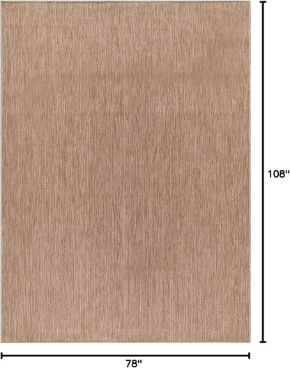 Washable Indoor Outdoor Rug 6x9 Weather Resistant Area Rugs Modern Solid Jute Rug for Porch Deck Balcony Backyard Patio Outside Carpet (6 X 9 Jute Beige)