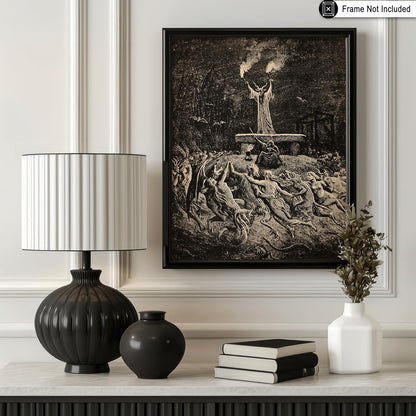 Poster Master Vintage Gustave Dore Poster - Retro Illustration Print - Gift for Gothic, Horror Fan - Dance of Sabbath, Witch, Magic, Spell - Wall Decor for Bedroom, Dorm, 18x24 Unframed Wall Art
