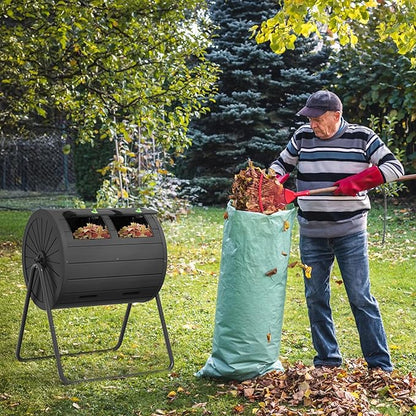 Compost Bin 43 Gallon Premium Compost Bin Outdoor for Gardeners, Featuring a Durable Composter Tumbler Outdoor & High-Efficiency Compost Machine Functionality(Black)