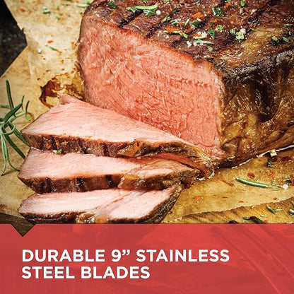 BLACK+DECKER 9 inch Electric Carving Knife, Comfort Grip Handle & Safety Lock Button, Stainless Steel Blades and Dishwasher Safe Parts, Corded, White