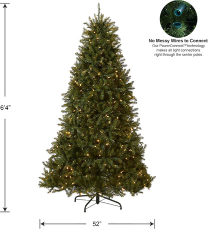 National Tree Company Pre-Lit Artificial Full Christmas Tree, Green, Dunhill Fir, Dual Color LED Lights, Includes PowerConnect and Stand, 6.5 Feet