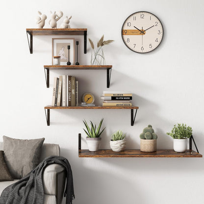 Fun Memories 27.5" W x10 D Floating Shelves, Large Wall Shelves 27.5 Inch Long, Set of 2, Farmhouse Wood Floating Shelf Wall Mounted, Deep Shelves for Bathroom, Living Room, Kitchen, Rustic Brown