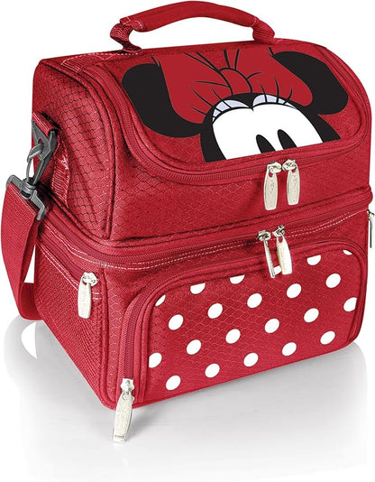 PICNIC TIME Disney Minnie Mouse Pranzo Lunch Bag, Insulated Lunch Box with Utensil Set, Lunch Cooler Bag, (Red) 11 x 7.5 x 12