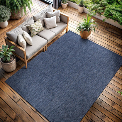 CAMILSON Outdoor Rug 8x10 Modern Area Rugs for Indoor and Outdoor Patios and Porches - Waterproof, Washable, Non-Shedding, Easy-to-Clean Outside Carpet (8 x 10, Solid - Navy Blue)