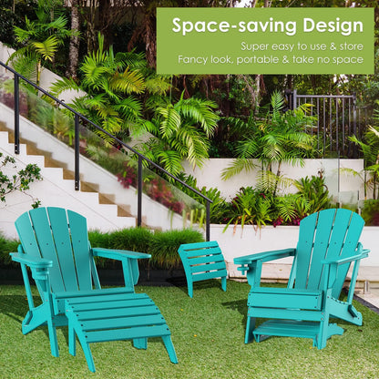 GREENVINES Adirondack-Ottoman | Set of 2 | HDPE Plastic | Outdoor Footrest | All Weather | Foot Rest | Foot Stool | Aqua | for Adirondack Chair | for Patio Backyard Pool