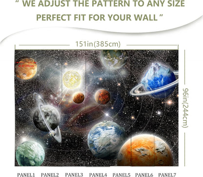 Galaxy Starry Sky Space Wall Mural Saturn Mars Venus Planet Wallpaper for Kids Room Bedroom Living Room(Not Peel and Stick)