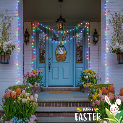 JMEXSUSS Easter Lights Clear Wire Outdoor Indoor, 168ft 600 LED Multicolor Easter String Lights Plug in for Bedroom Tree Room Party Decorations