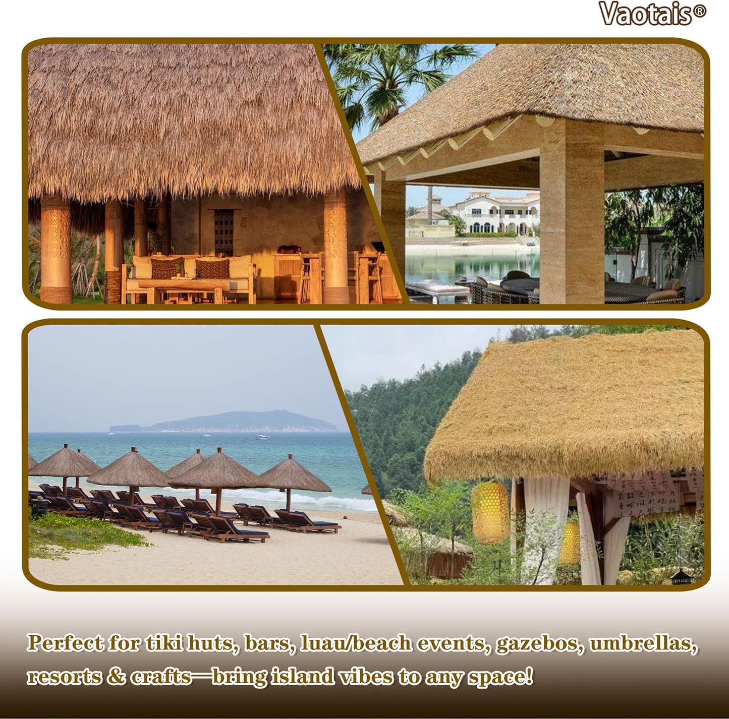 Realistic Synthetic Thatch Roll Sun-Bleached Yellow - 18 & 30 Inch Widths - Reinforced Weave for Mexican Palapa, Tiki Bars, Hawaiian Parties & Patio Decor (30 Inch Width x 10 Feet Length)