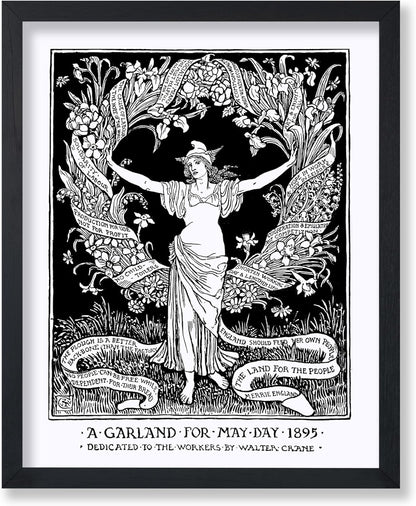 Poster Master Vintage Walter Crane Poster - Retro A Garland for May Day Print - Socialist Art - Gift for Him, Her, Men, Women - Wall Decor for Home, Office, Living Room, 18x24 Unframed Wall Art