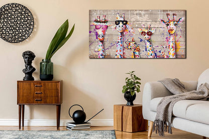 JKWALL77 Giraffe Pictures Wall-decor - Graffiti Canvas Wall Art - Kids Room Wall Decor Ready To Hang Size 40" x 20"