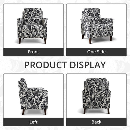 Floral Accent Chair Set of 2, High Back Upholstered Armchair with Solid Wooden Legs, Padded Armrest and Removable Comfortable Cushioned Seat Single Sofa for Living Room, Bedroom, Black