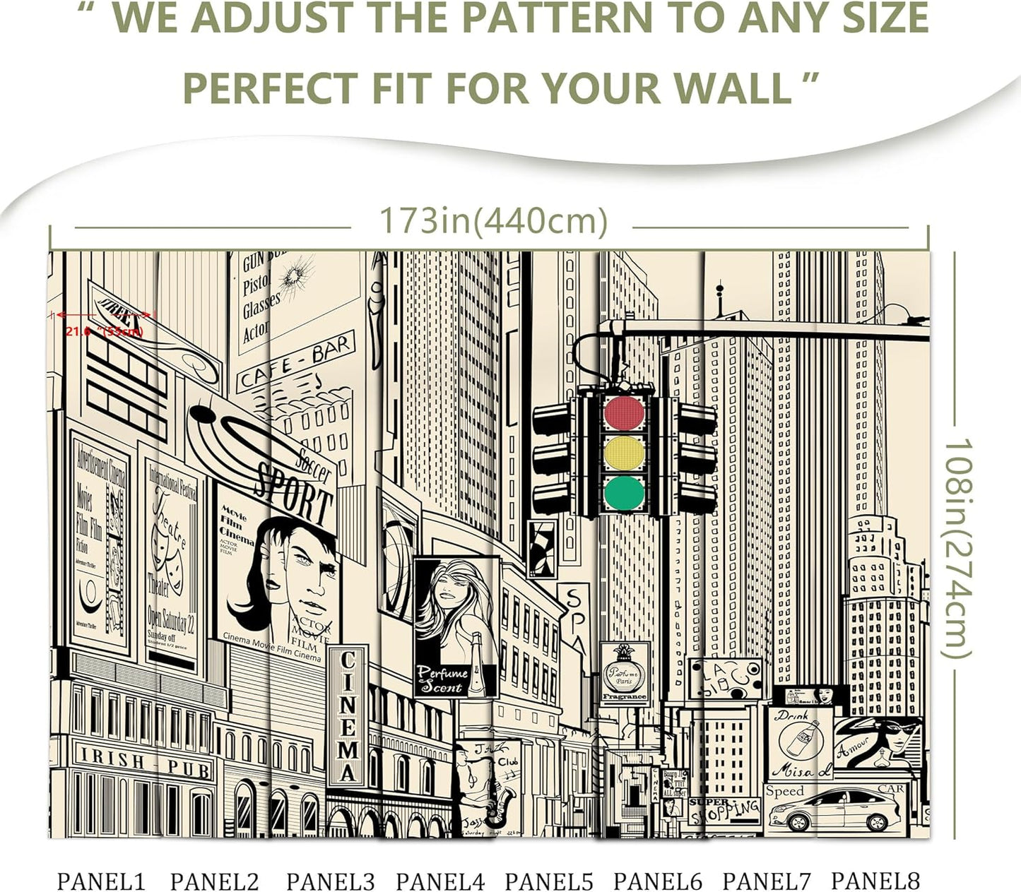 Vintage Yellow New York City Wall Mural Times Square Wallpaper for Bedroom Living Room(Not Peel and Stick)