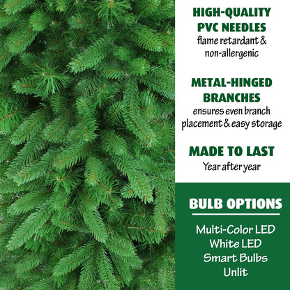 Fraser Hill Farm 6.5-Ft. Carmel Pine Slim Christmas Tree, Unlit Artificial Christmas Tree with Realistic Foliage and Stand, Foldable for Convenient Storage, Perfect for Small Spaces and Apartments
