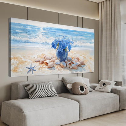 AIXMGSJS Canvas Wall Art Decor Modern Landscape Art Wall For Living Room Coastal Wall Art Blue Floral Wall Decor Modern Canvas Wall Art Large Artwork for Walls For Home Kitchen Office Decor 24" X 48"