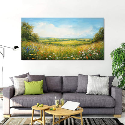 Canvas Wall Art Decor Modern Large Landscape Wall Art For Living Room Green Botanical Wall Art Green Floral Wall Decor Artwork for Walls Canvas Prints Art Work For Home Office Wall Decor 29" X 58"