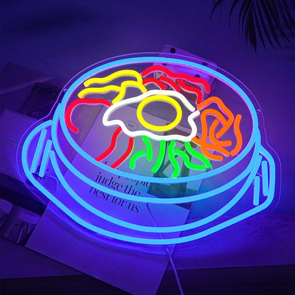LISIGNVE Bibimbap Neon Sign USB Korean Food Led Light Up Sign Korean Bibimbap Neon Light for Restaurant Kitchen Diner Room Business Wall Decor(16.5”*12.6”)