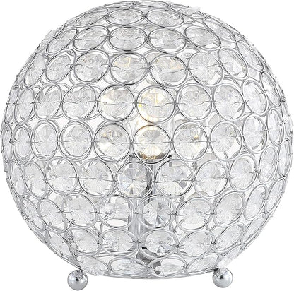 JONATHAN Y 8.25" Clear Acrylic and Chrome Globe LED Table Lamp, Modern Glam Textured Crystal Body for Nightstand, Bedroom, and Living Room, LED Bulb Included JYL1042A