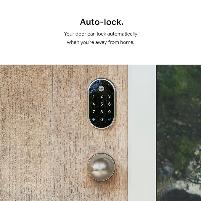 Google Nest x Yale Lock - Tamper-Proof Smart Lock for Keyless Entry - Keypad Deadbolt Lock for Front Door - Satin Nickel