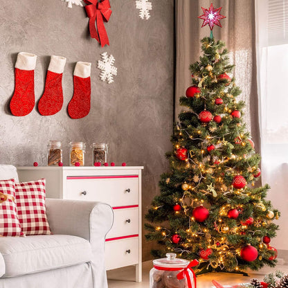 ODEETRONIC Christmas Tree Topper Lights, 8in 120V UL Certified Double Sided 8-Point Christmas Star Treetop, Plug in Indoor Xmas Tree Star-top for Christmas Tree Home Holiday Party Wedding Decor, Red