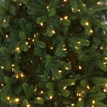 National Tree Company Pre-lit 'Feel Real' Artificial Giant Slim Downswept Christmas Tree, Green, Douglas Fir, Dual Color LED Lights, Includes PowerConnect and Stand, 12 feet