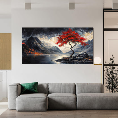 Canvas Wall Art Decor Wall Art Decorations for Living Room Black and White Vintage Wall Art Nature Landscape Wall Art Prints Art Work for Wall Decor Red Artwork for Walls Home Office Decor 20" X 40"