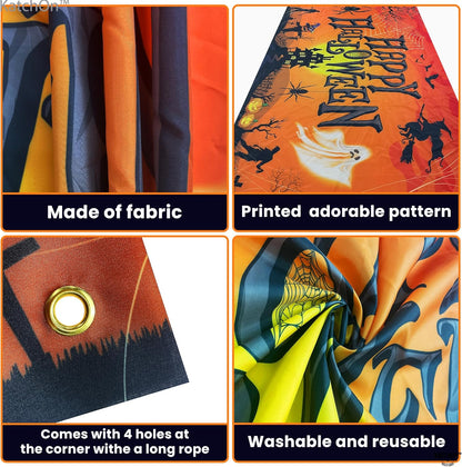 KatchOn Orange Happy Halloween Banner - XtraLarge 72x44 Inch | Pumpkin Backdrop for Party Decorations & Photography