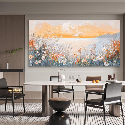 Canvas Oversized Wall Art Decor Wall Art Pictures for Living Room Artwork for Walls Large Coastal Beach Wall Art Prints Canvas Art Wall Decor Vintage Wildflower Wall Art Bedroom Home Decor 29"X58"