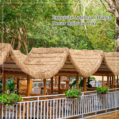 Premium Mexican Style Artificial Palm Thatch Roof Rolls. 5 Lengths, 2 Colors. Waterproof. Easy Install. Ideal for Tiki Bars, Parties, Gardens & Fences (30ft x 16in - Palm Color Thatch)