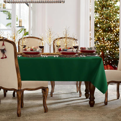 sancua Rectangle Tablecloth - 70 x 108 Inch - Stain and Wrinkle Resistant Washable Polyester Table Cloth, Decorative Fabric Table Cover for Dining, Buffet Parties and Christmas, Hunter Green