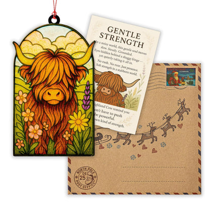 Highland cow ornaments - Highland cow gifts - Christmas ornament 2025 - Vintage christmas ornament - Farmhouse Xmas Orrnaments - Suncatcher Effect stained glass window hanging - car hanging