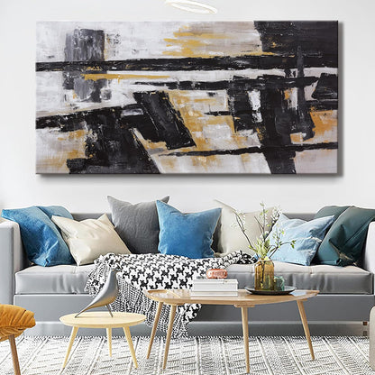 Abstract Wall Art Wall Decor Bedroom Pictures Artwork Canvas Wall Art Black And Gold Artwork Large Size Modern Painting Wall Decoration Pictures For Living Room Home Kitchen Office 30x60 Inch