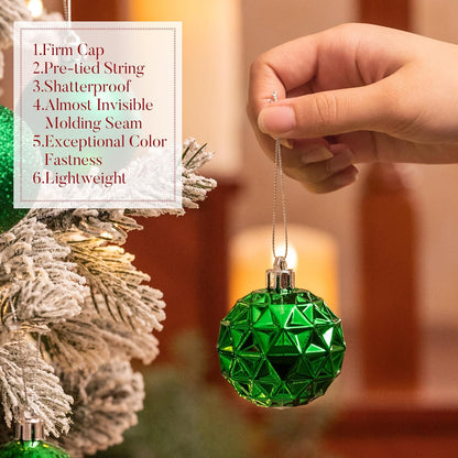 Valery Madelyn Christmas Tree Decorations Ornament Set for Fall Halloween, 50ct 2.36 Inches Emerald Green Shatterproof Christmas Ball Ornaments Hanging Xmas Holiday Party Decor