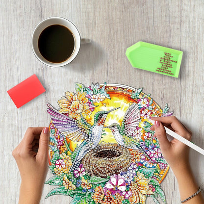 SENQAO Hummingbird Diamond Art Hanging Kit for Adult, Special Shaped Rhinestone, Double Sided DIY Acrylic Diamond Art Painting Window Pendants Home Garden Wall Hanging Kits Hanging Ornament