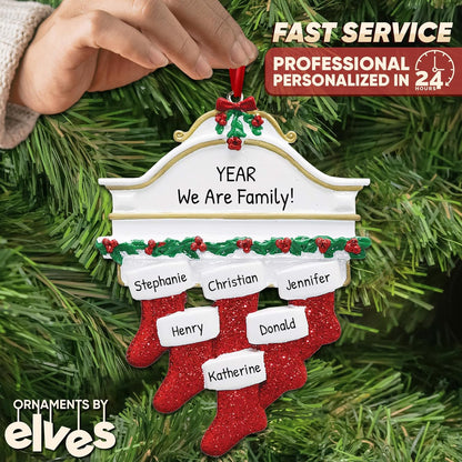 3D White Mantle Family of 6 Christmas Ornament 2025 Personalized Family Christmas Ornaments 2025 | Garland Fireplace Personalized Tree Ornaments Customizable Gifts Red Stockings of Six Ornament